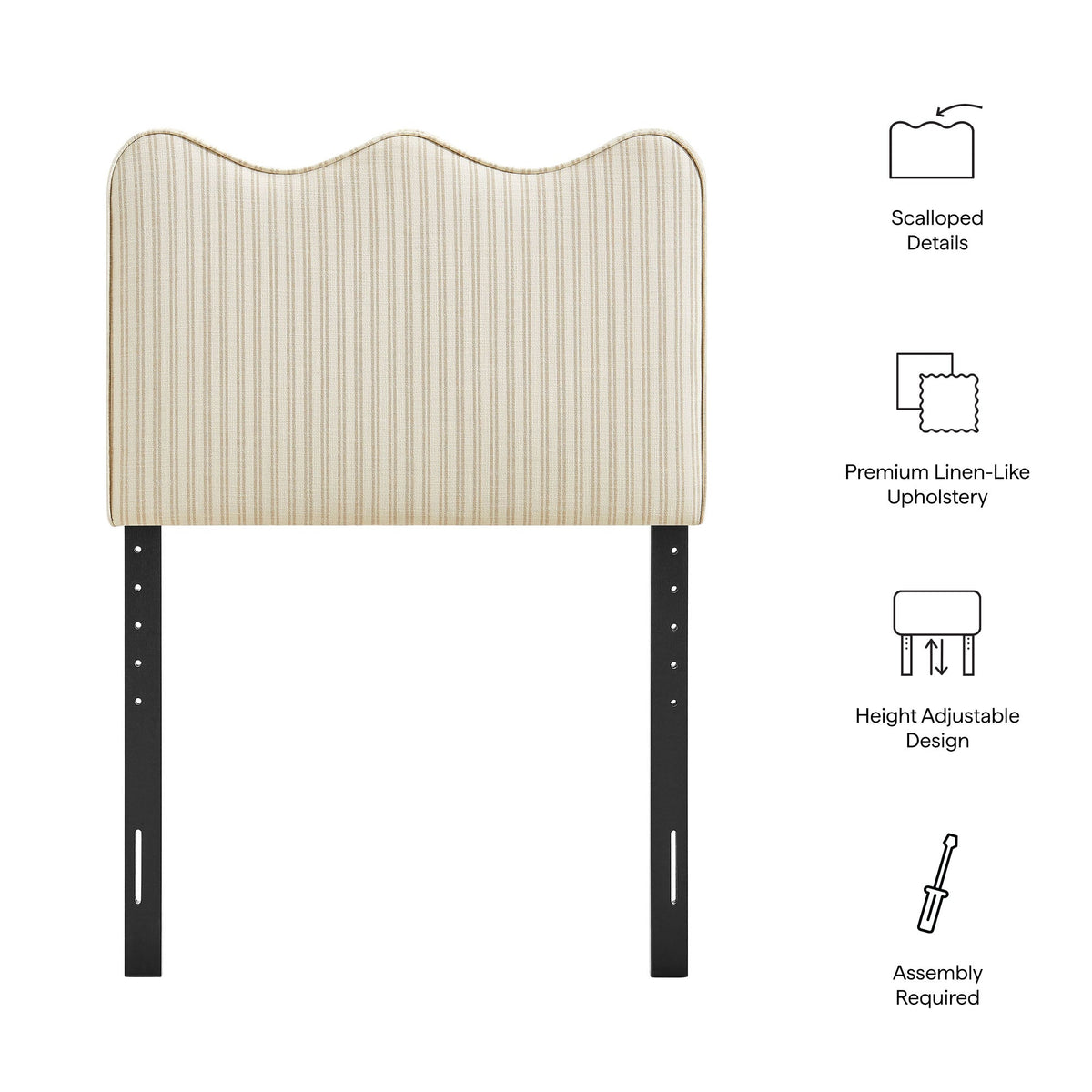 Athena Striped Fabric Upholstered Headboard