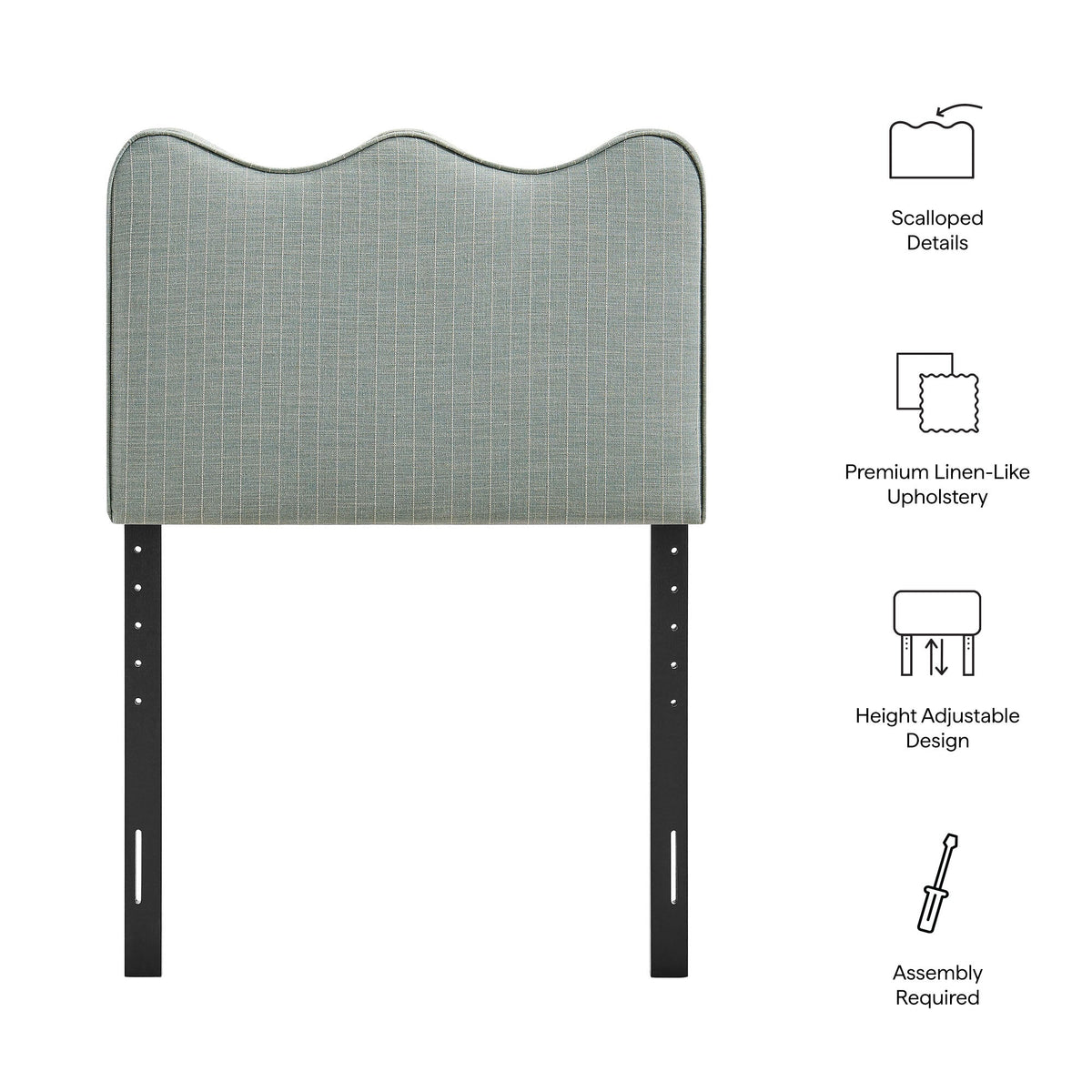 Athena Striped Fabric Upholstered Headboard