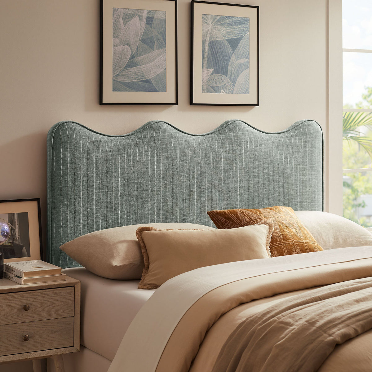 Athena Striped Fabric Upholstered Headboard