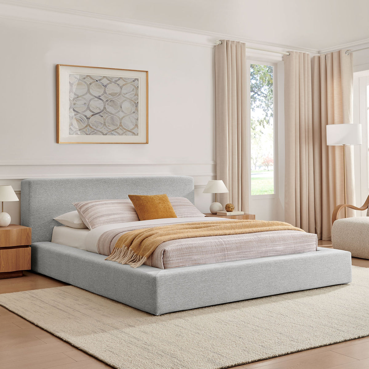 Luma Chenille Upholstered Platform Bed Frame