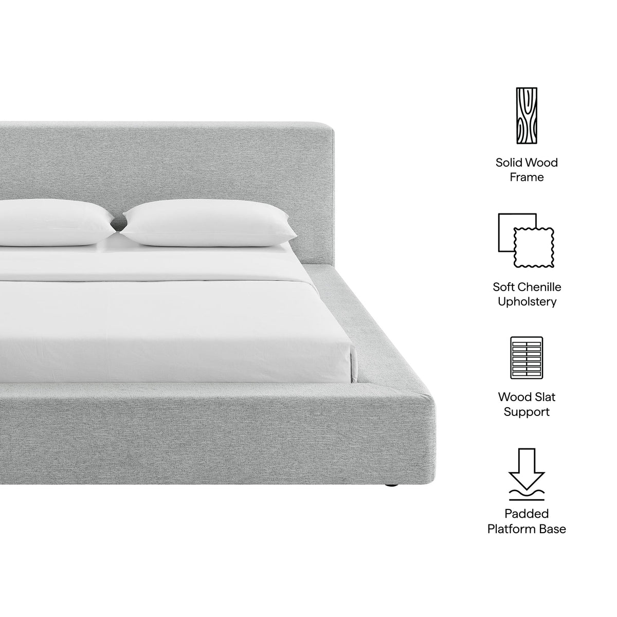 Luma Chenille Upholstered Platform Bed Frame