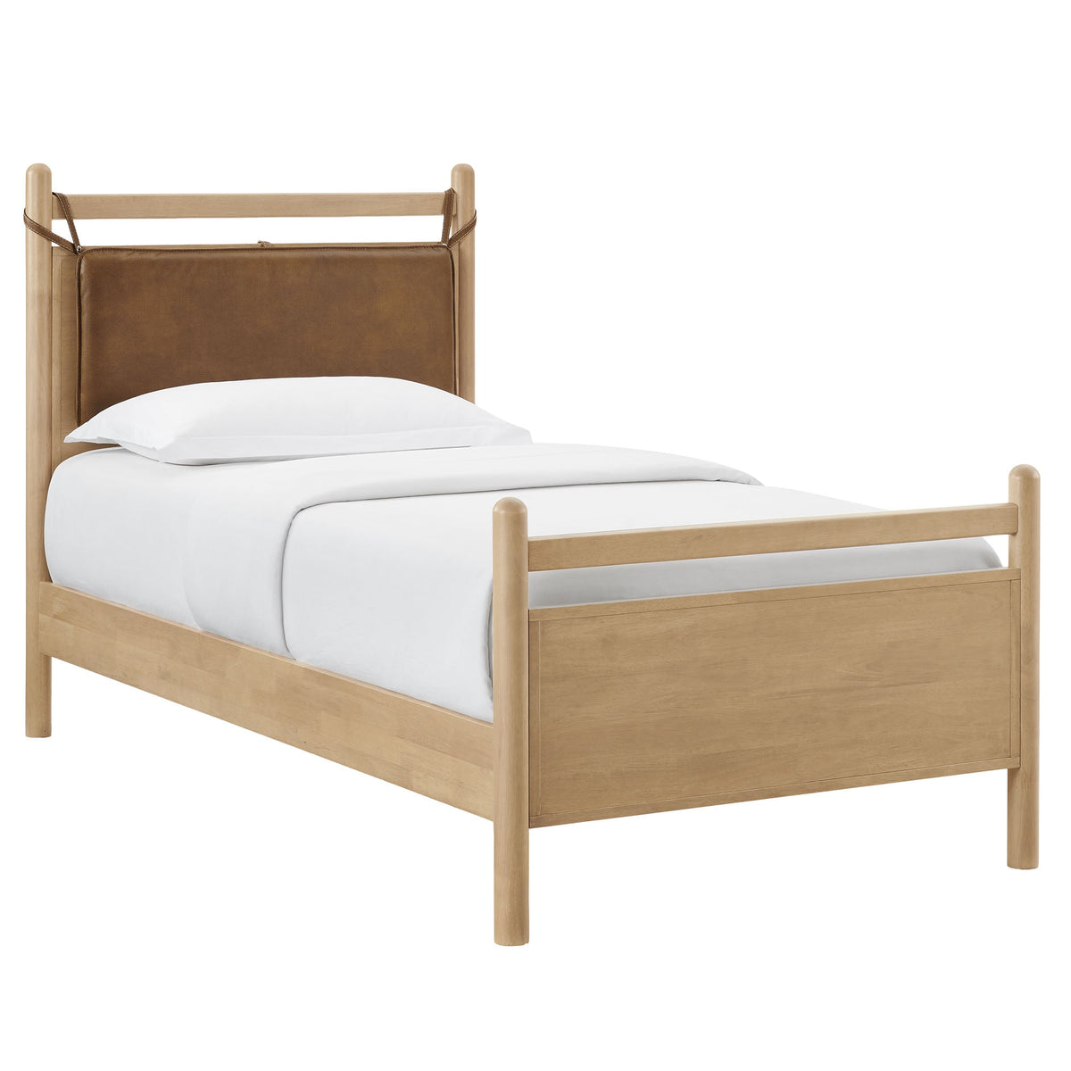 Leni Vegan Leather and Wood Platform Bed Frame