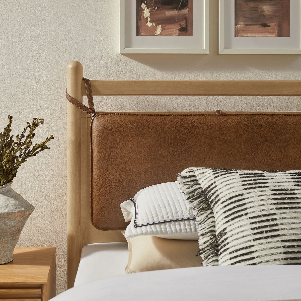 Leni Vegan Leather and Wood Platform Bed Frame