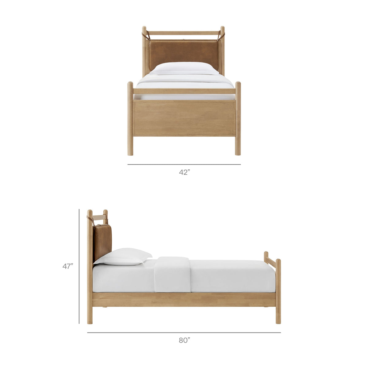 Leni Vegan Leather and Wood Platform Bed Frame