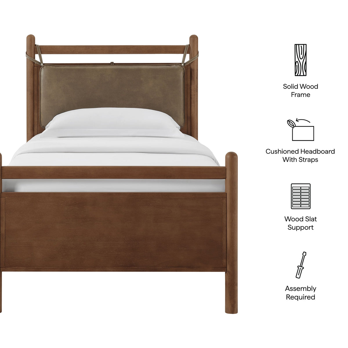 Leni Vegan Leather and Wood Platform Bed Frame