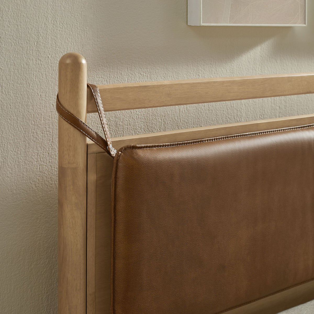 Leni Vegan Leather and Wood Platform Bed Frame