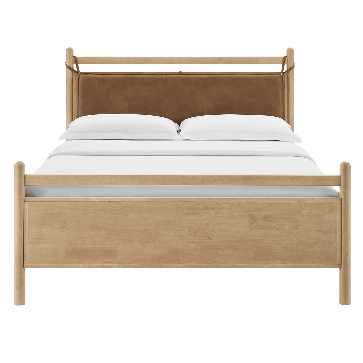 Leni Vegan Leather and Wood Platform Bed Frame