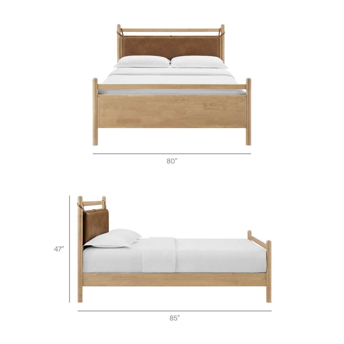 Leni Vegan Leather and Wood Platform Bed Frame