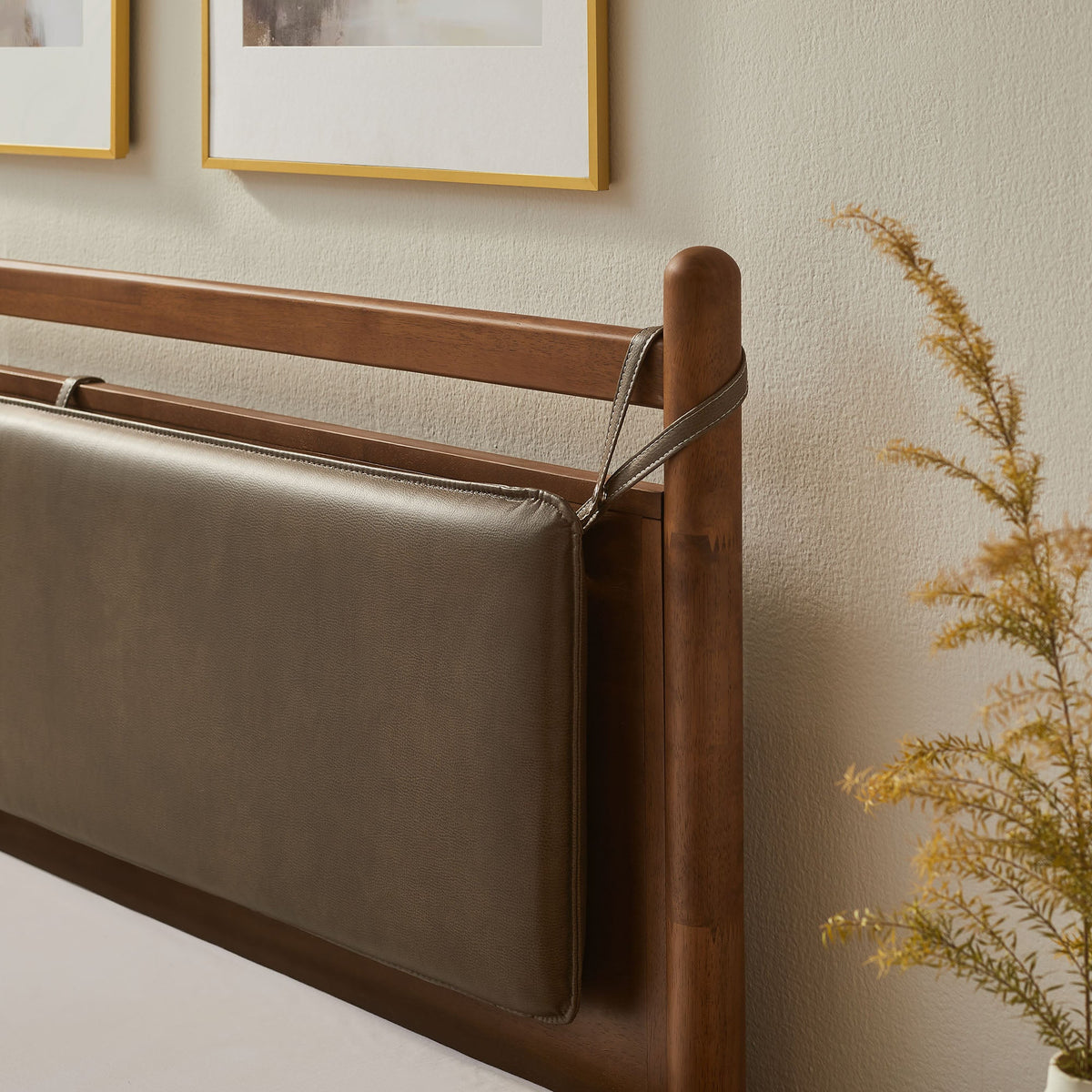 Leni Vegan Leather and Wood Platform Bed Frame