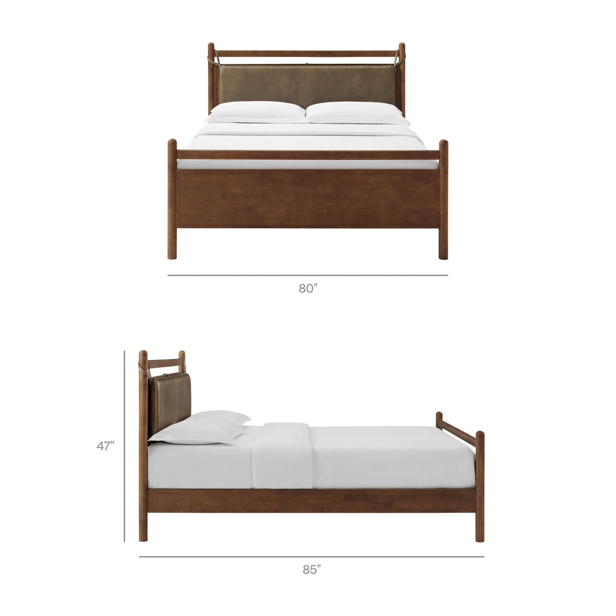 Leni Vegan Leather and Wood Platform Bed Frame