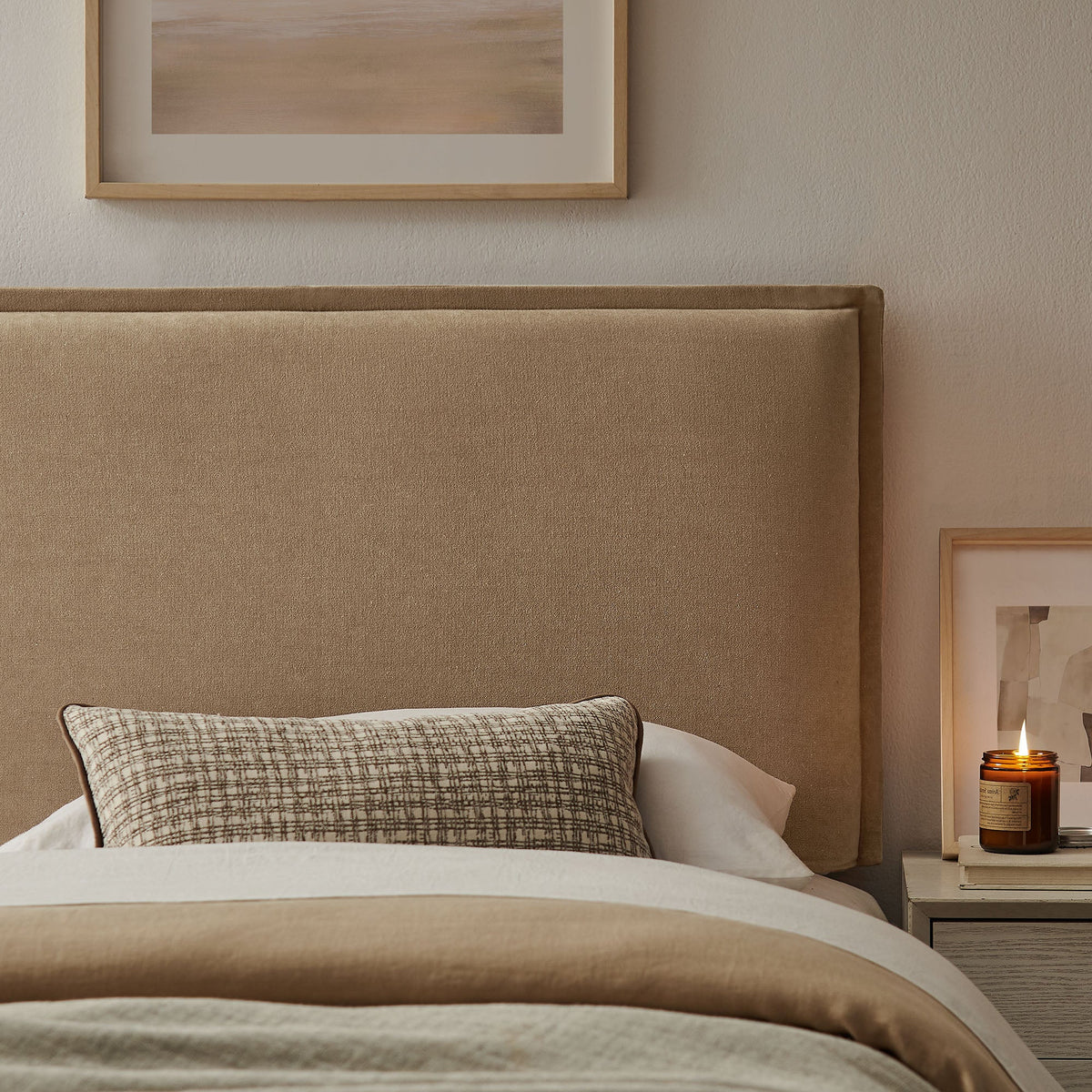 Camille Upholstered Linen Blend Headboard