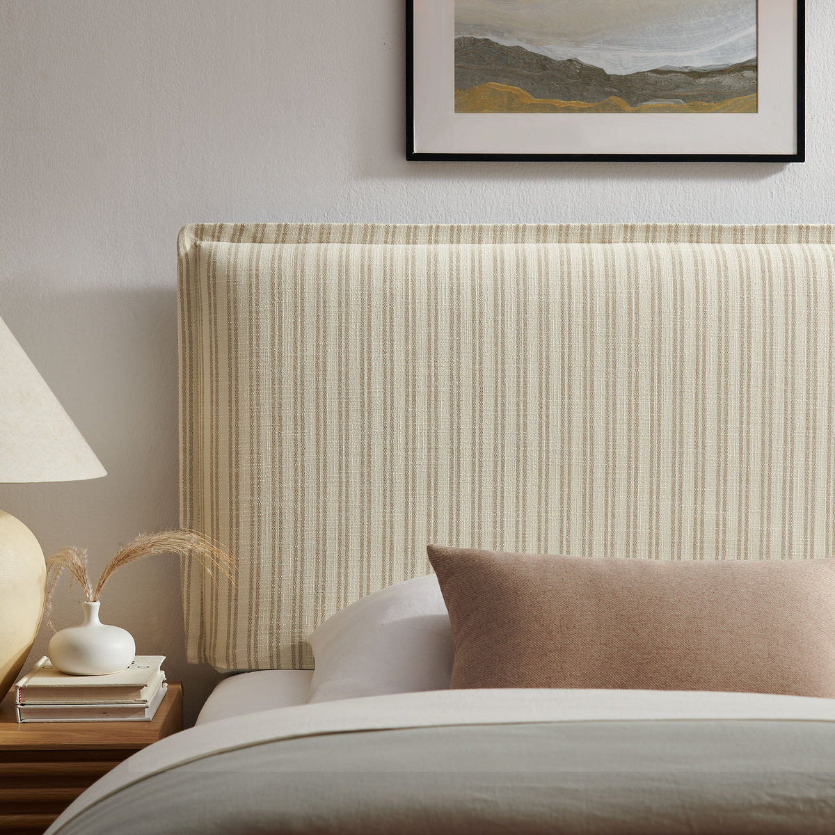 Camille Striped Linen Blend Headboard