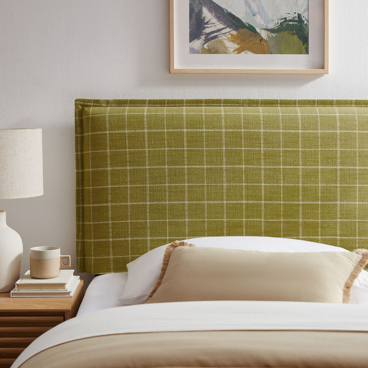 Camille Checkered Linen Blend Headboard