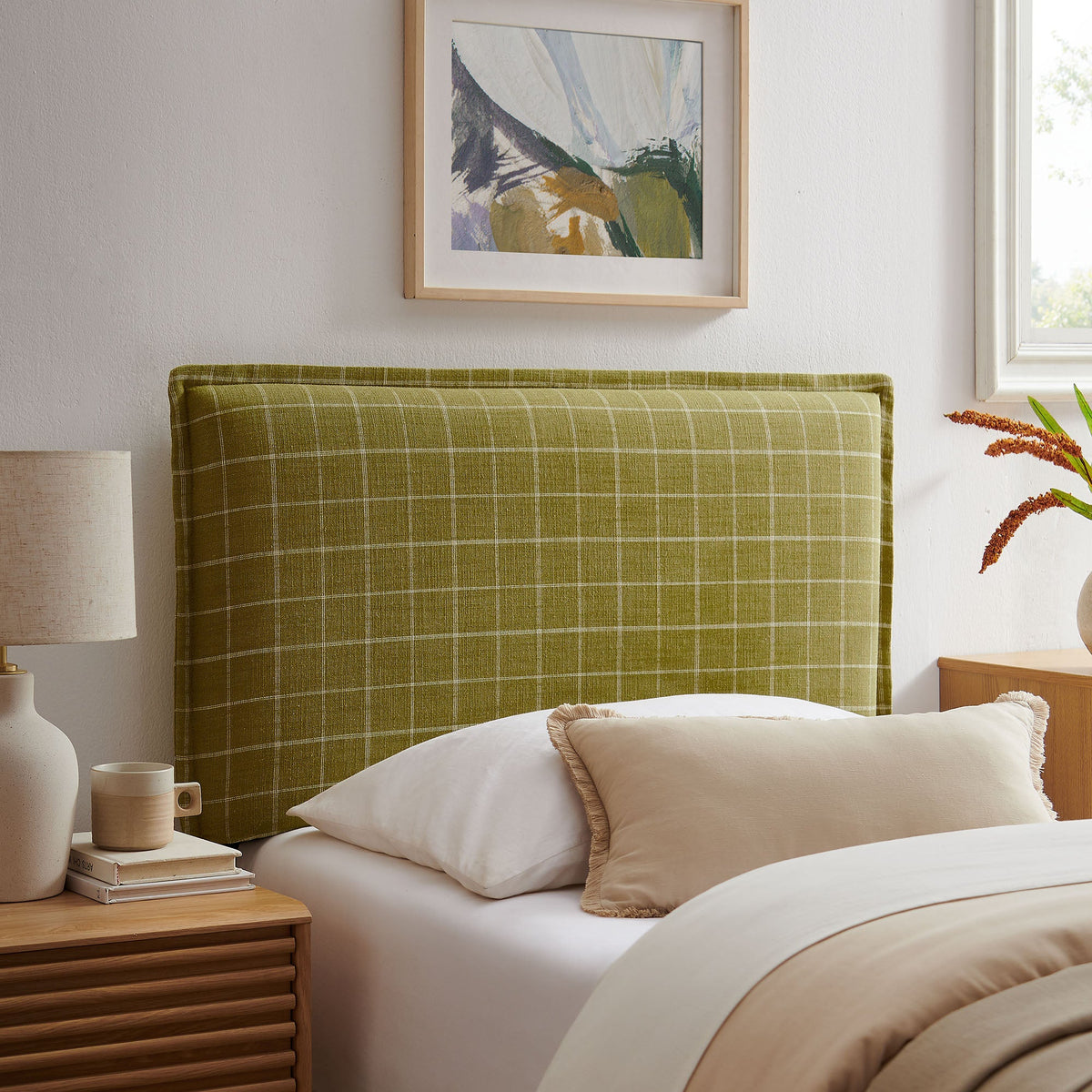 Camille Checkered Linen Blend Headboard