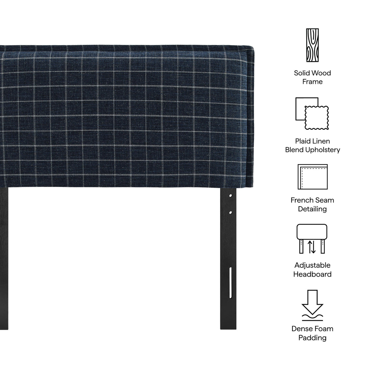 Camille Checkered Linen Blend Headboard