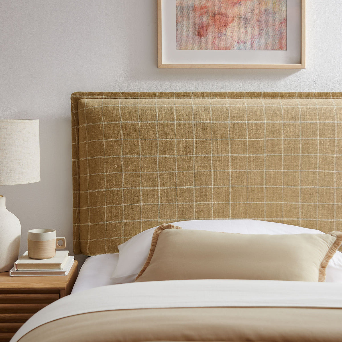 Camille Checkered Linen Blend Headboard