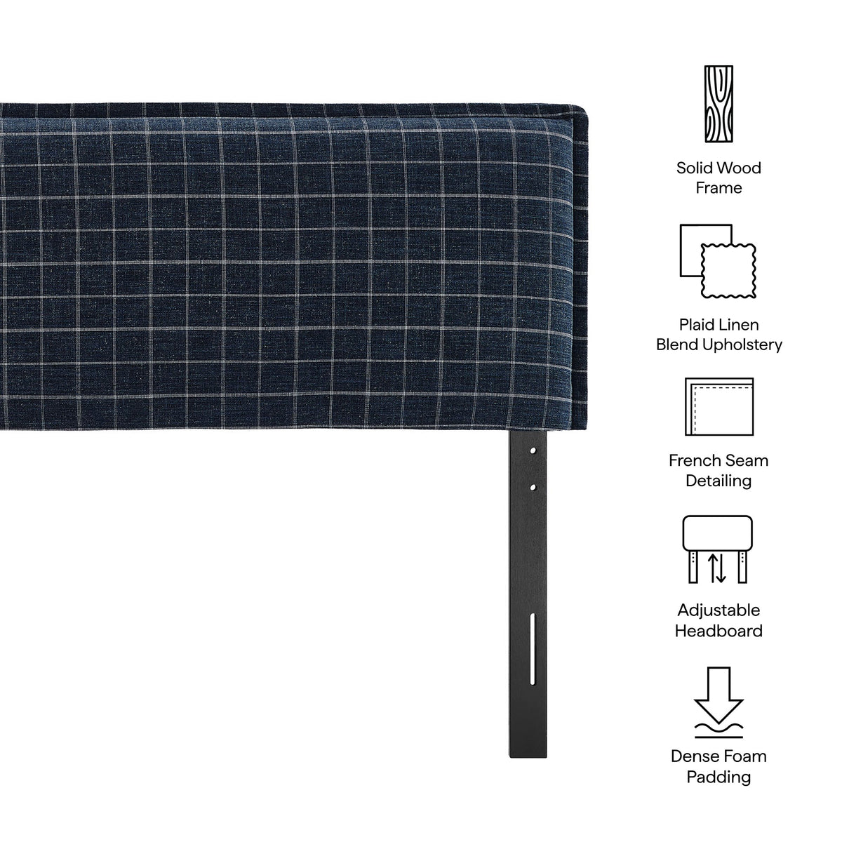 Camille Checkered Linen Blend Headboard