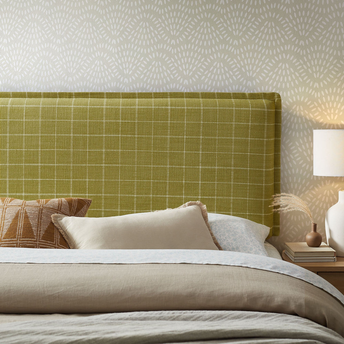 Camille Checkered Linen Blend Headboard