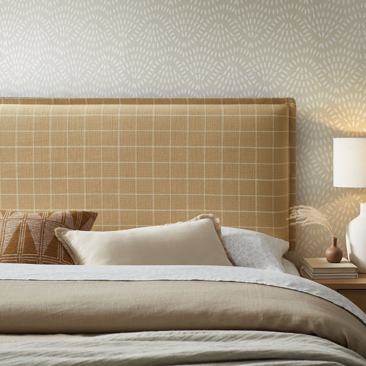 Camille Checkered Linen Blend Headboard