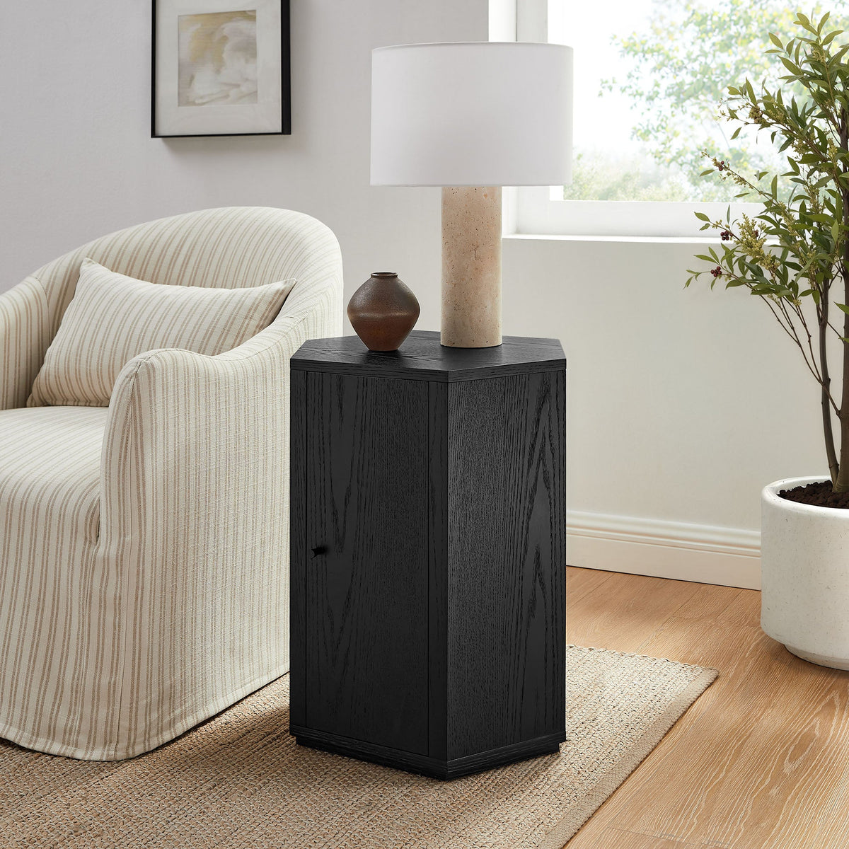 Kade Faceted Wood Side Table