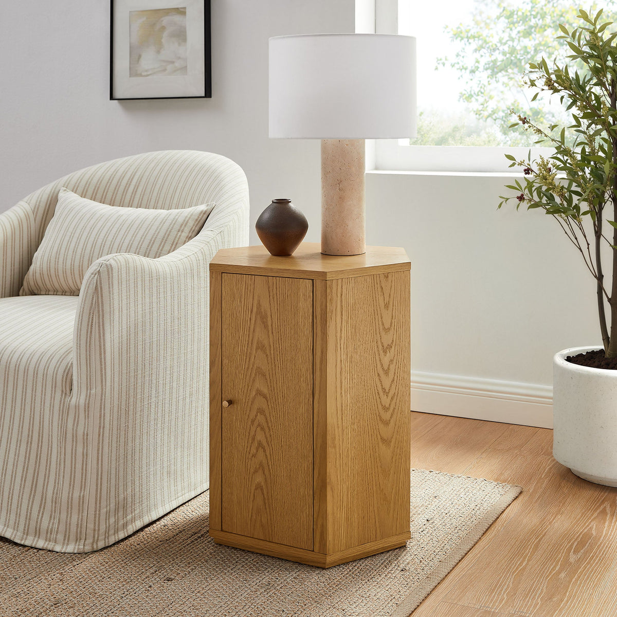 Kade Faceted Wood Side Table