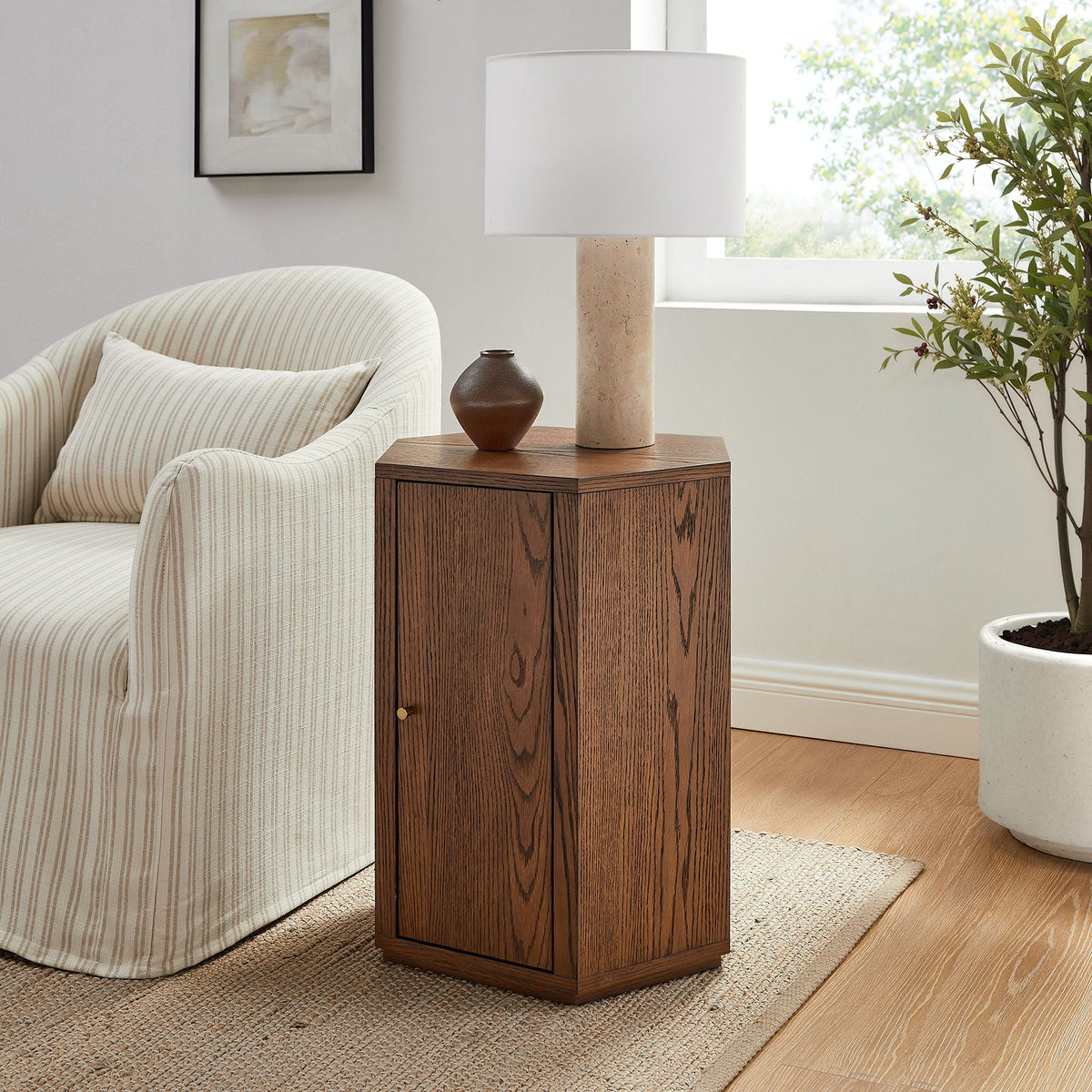 Kade Faceted Wood Side Table