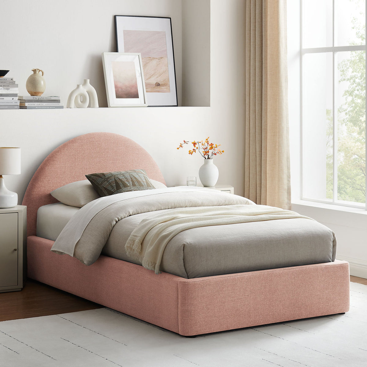 Resort Upholstered Fabric Storage Platform Bed Frame