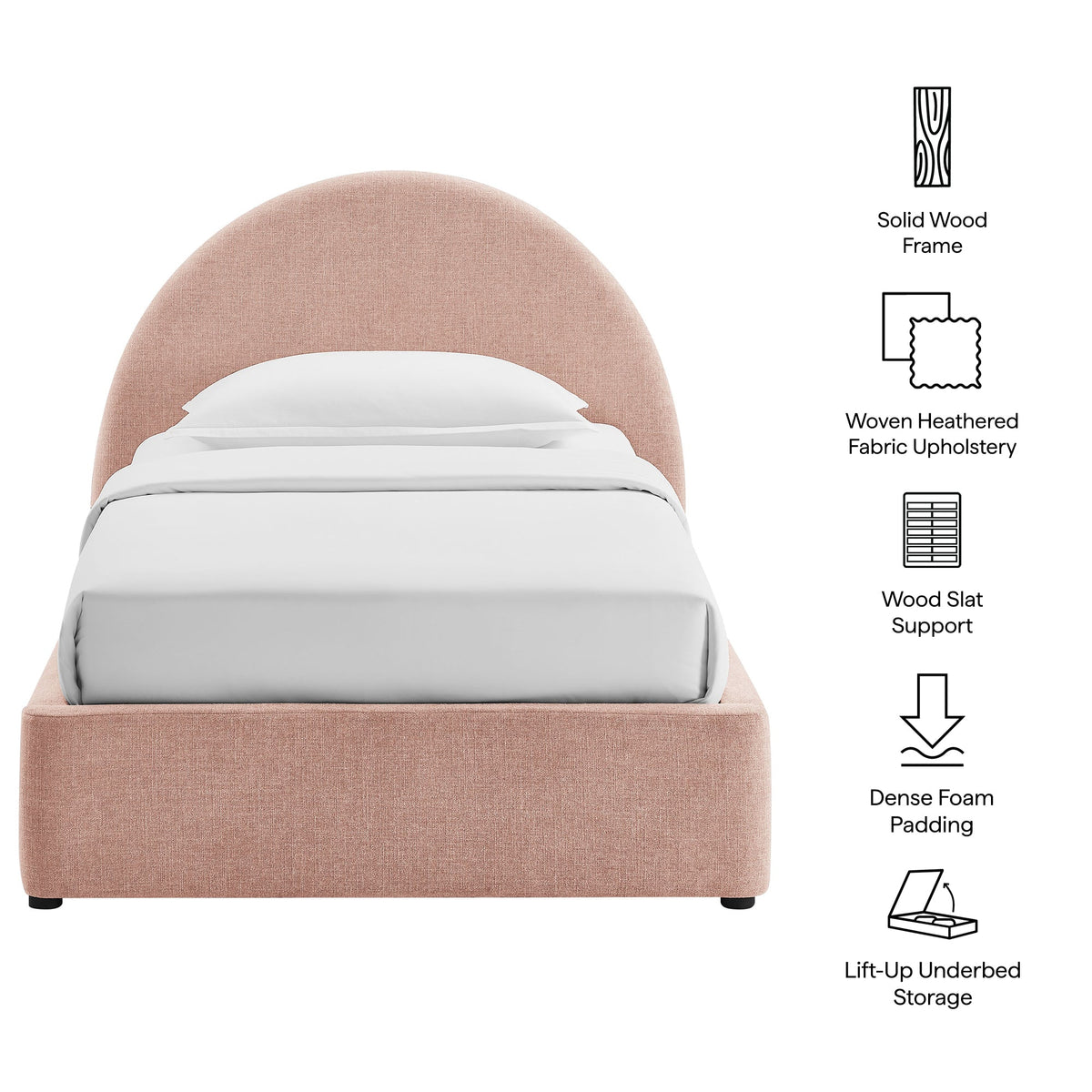 Resort Upholstered Fabric Storage Platform Bed Frame