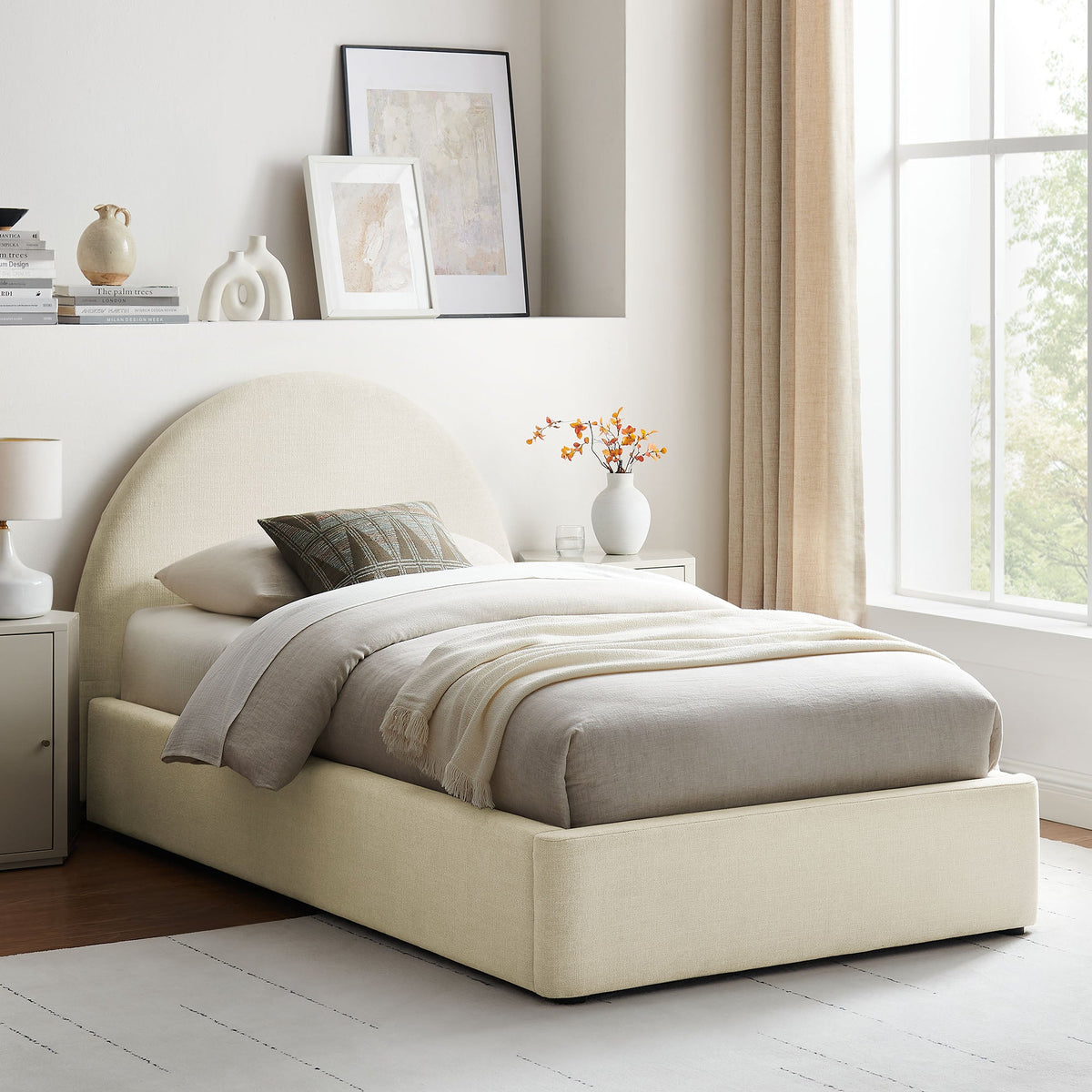 Resort Upholstered Fabric Storage Platform Bed Frame