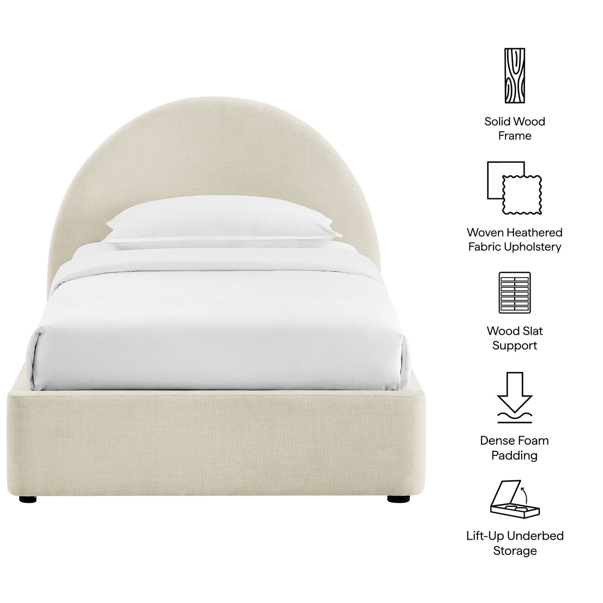 Resort Upholstered Fabric Storage Platform Bed Frame