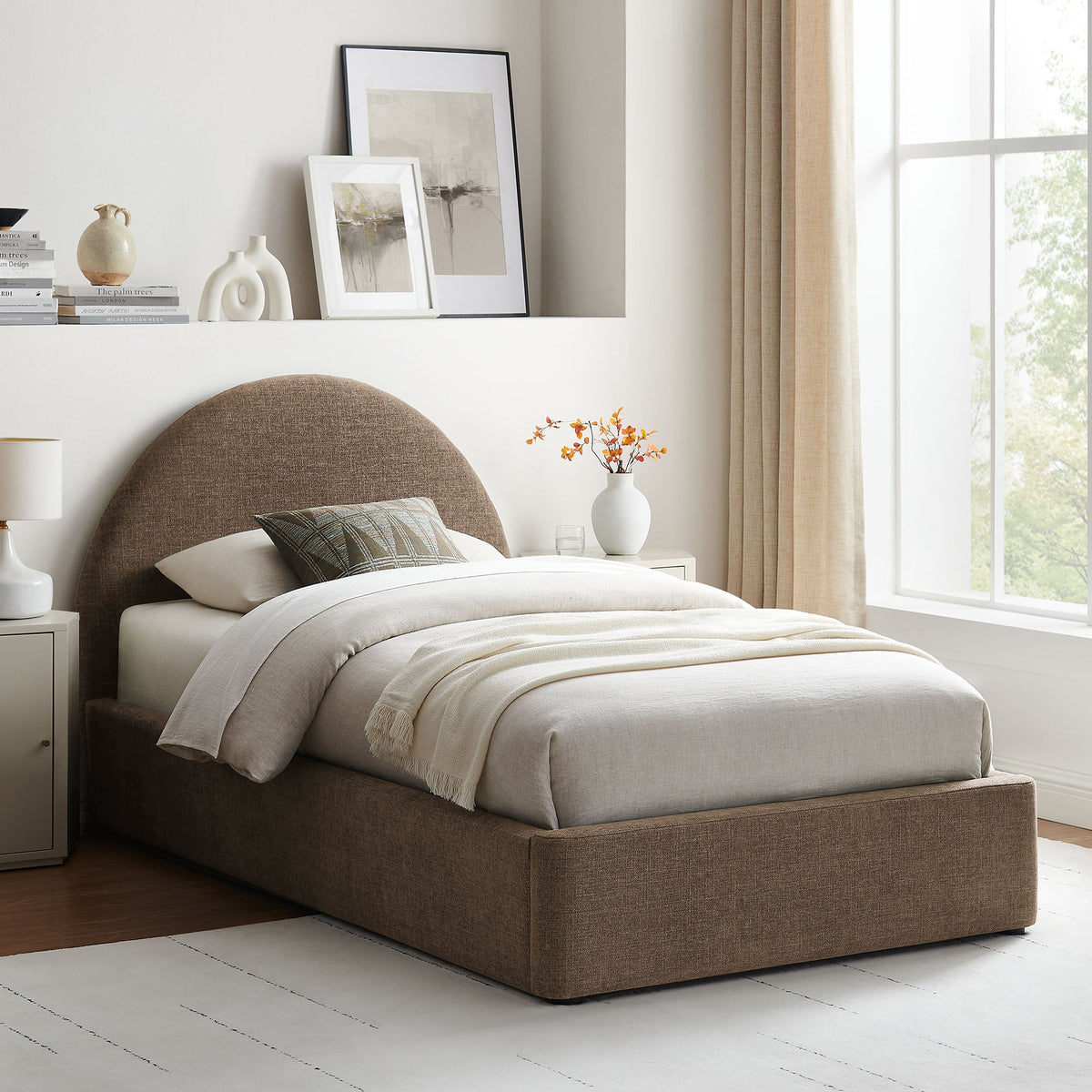 Resort Upholstered Fabric Storage Platform Bed Frame