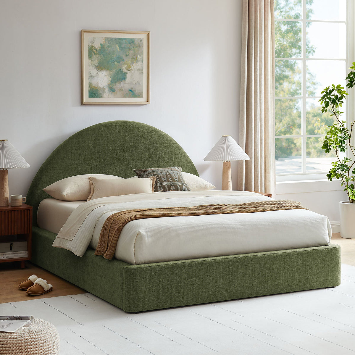 Resort Upholstered Fabric Storage Platform Bed Frame