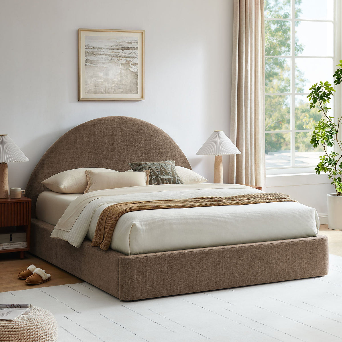 Resort Upholstered Fabric Storage Platform Bed Frame