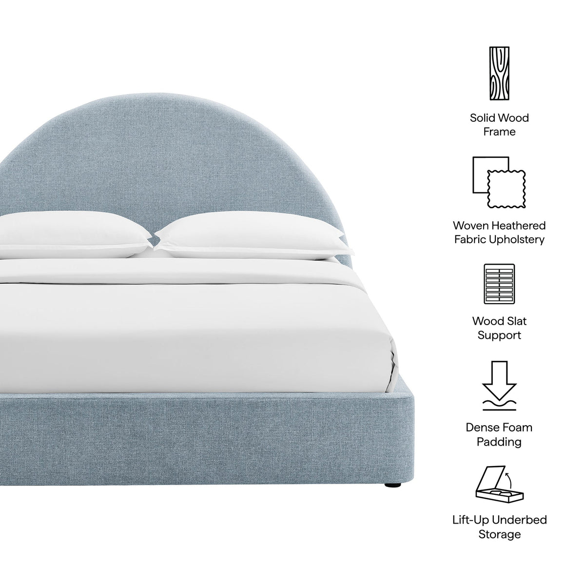 Resort Upholstered Fabric Storage Platform Bed Frame