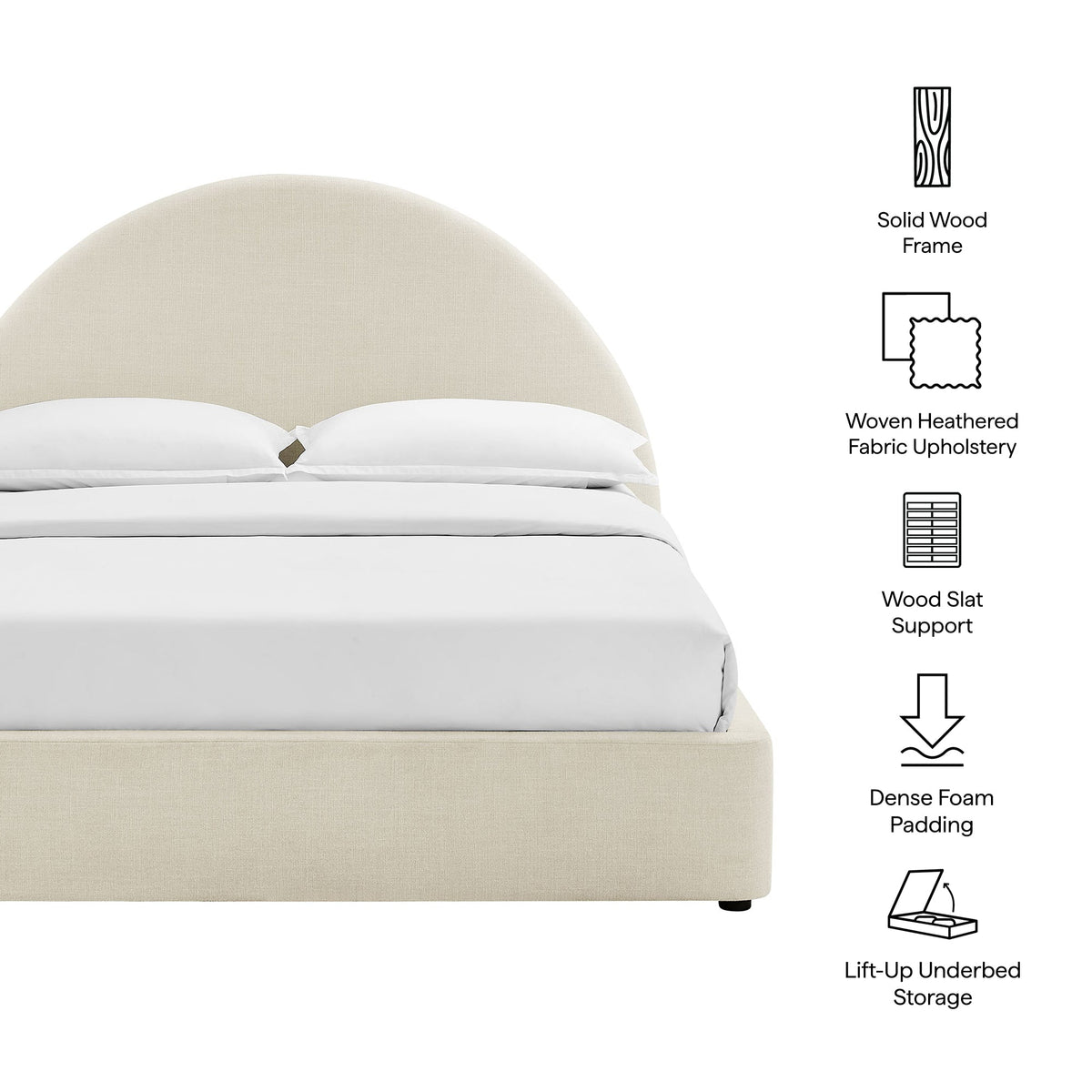 Resort Upholstered Fabric Storage Platform Bed Frame