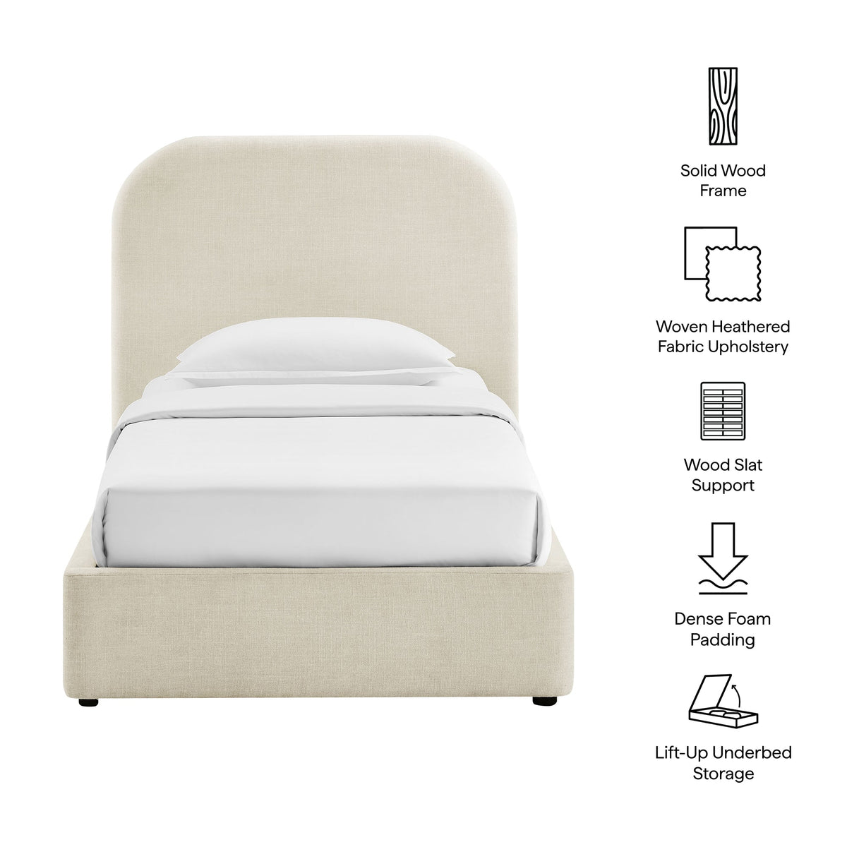 Keynote Fabric Upholstered Storage Platform Bed Frame
