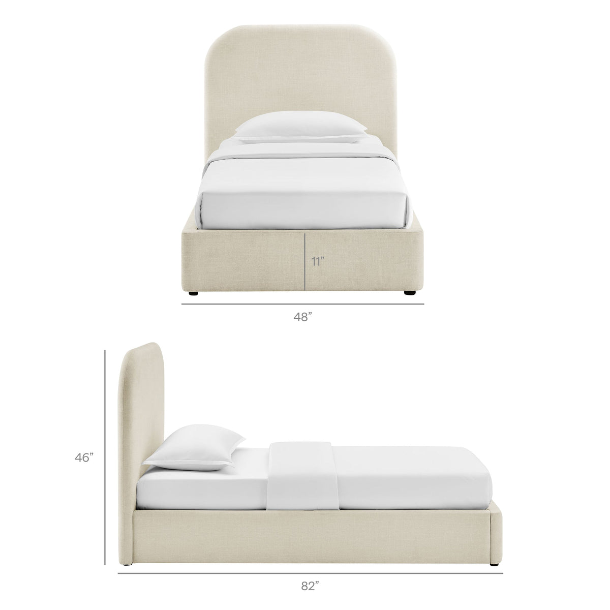 Keynote Fabric Upholstered Storage Platform Bed Frame