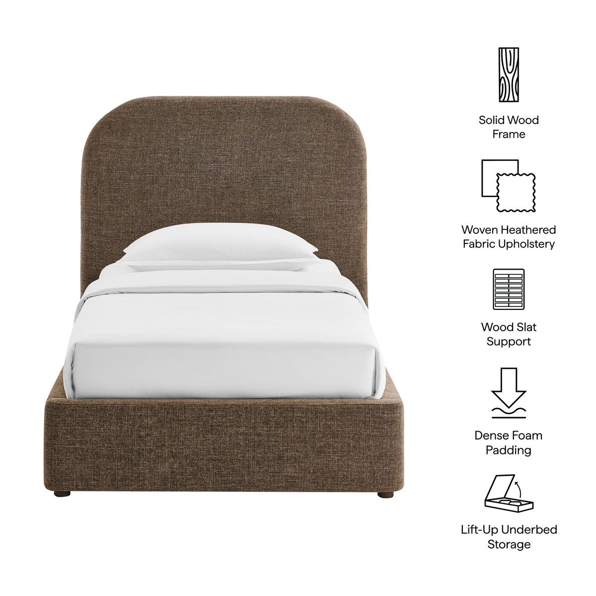 Keynote Fabric Upholstered Storage Platform Bed Frame