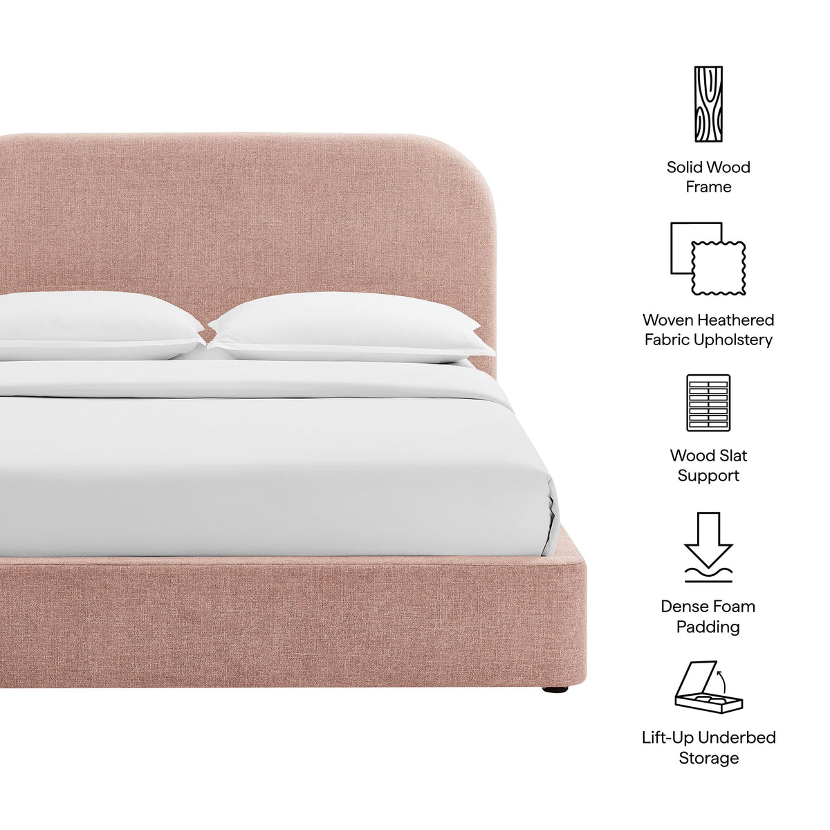 Keynote Fabric Upholstered Storage Platform Bed Frame
