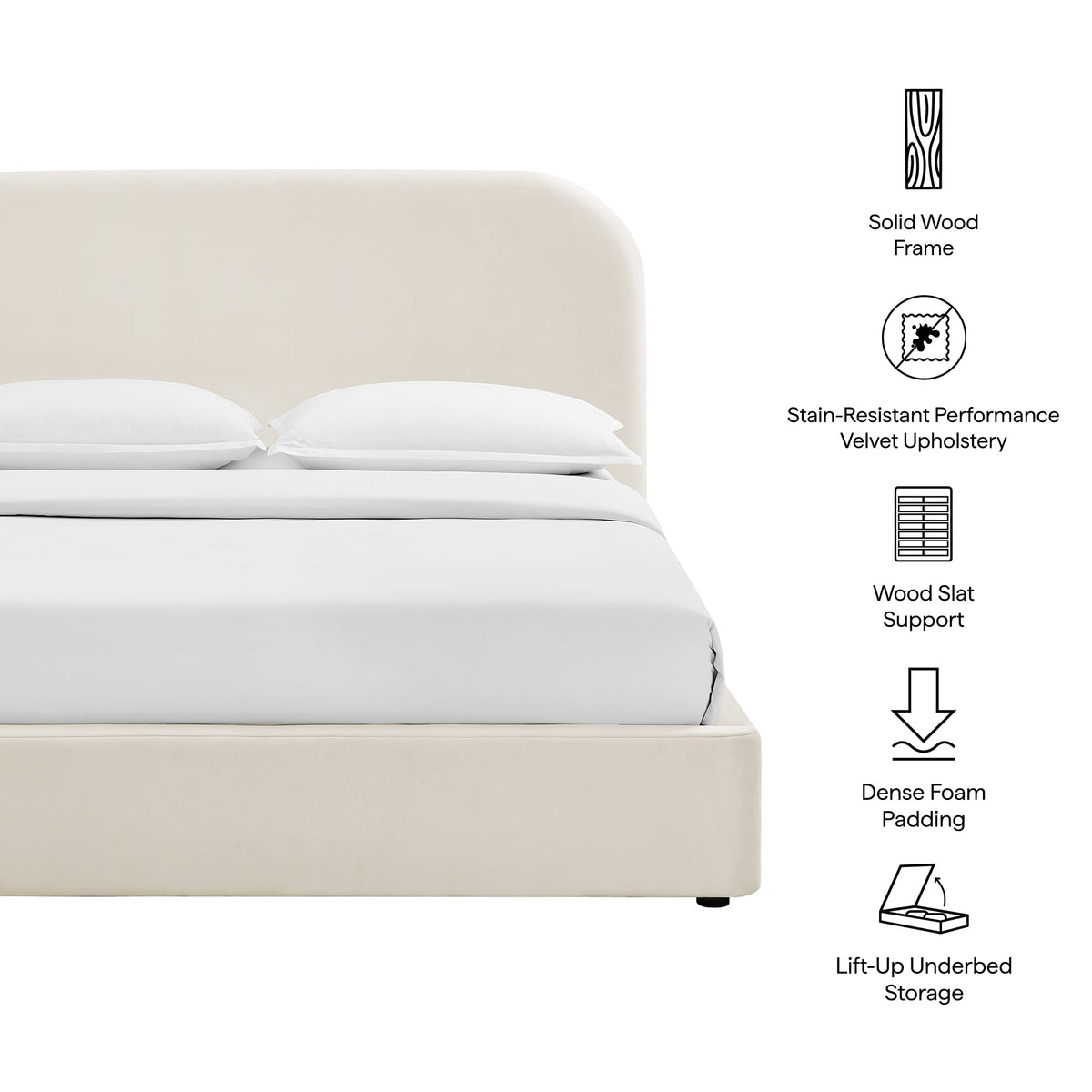 Keynote Performance Velvet Storage Platform Bed Frame