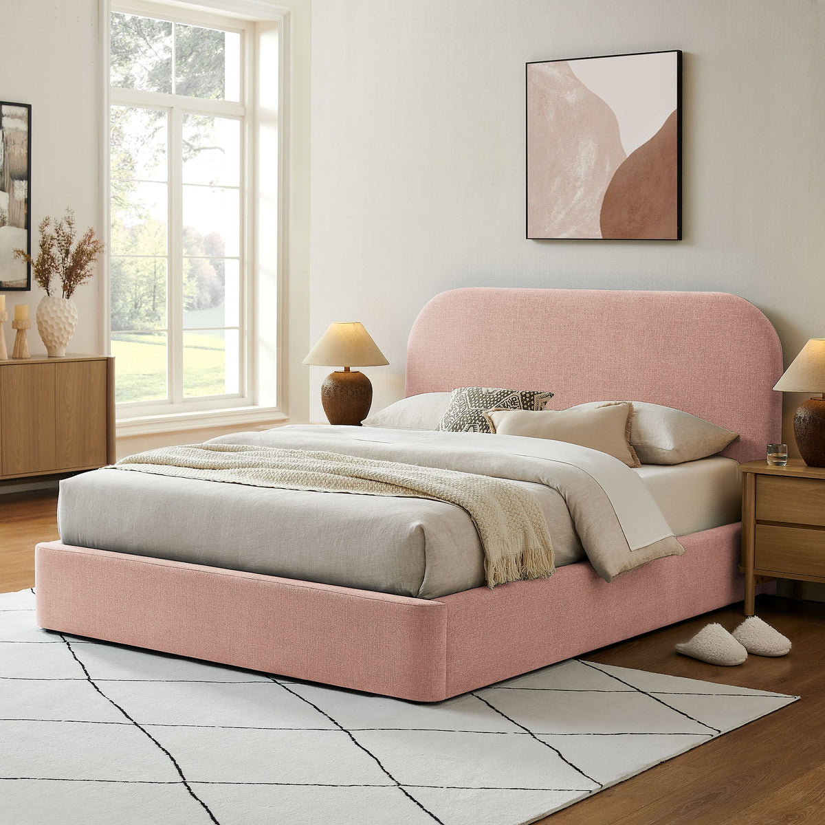 Keynote Fabric Upholstered Storage Platform Bed Frame