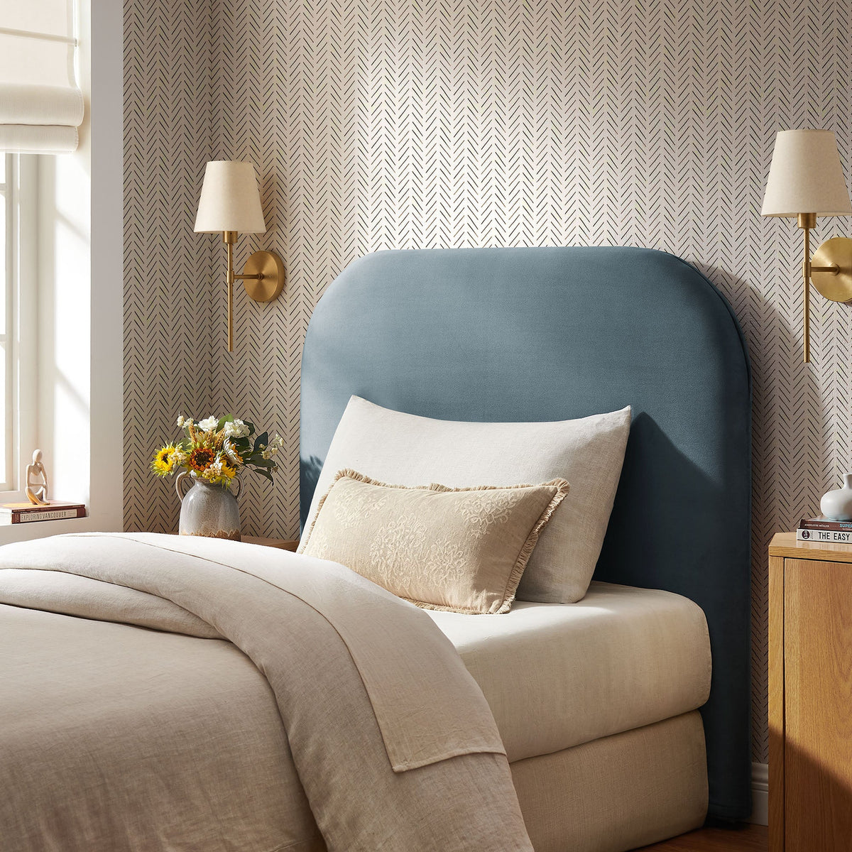 Keynote Twin Stain-Resistant Performance Velvet Headboard