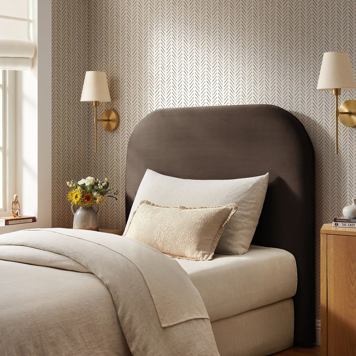 Keynote Twin Stain-Resistant Performance Velvet Headboard
