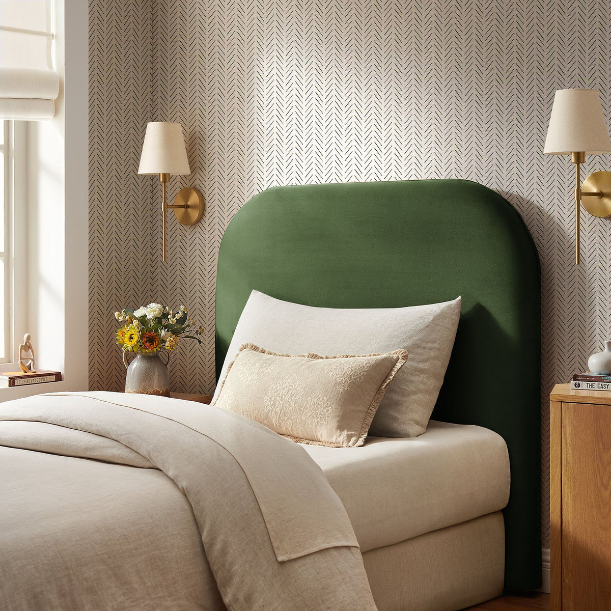 Keynote Twin Stain-Resistant Performance Velvet Headboard