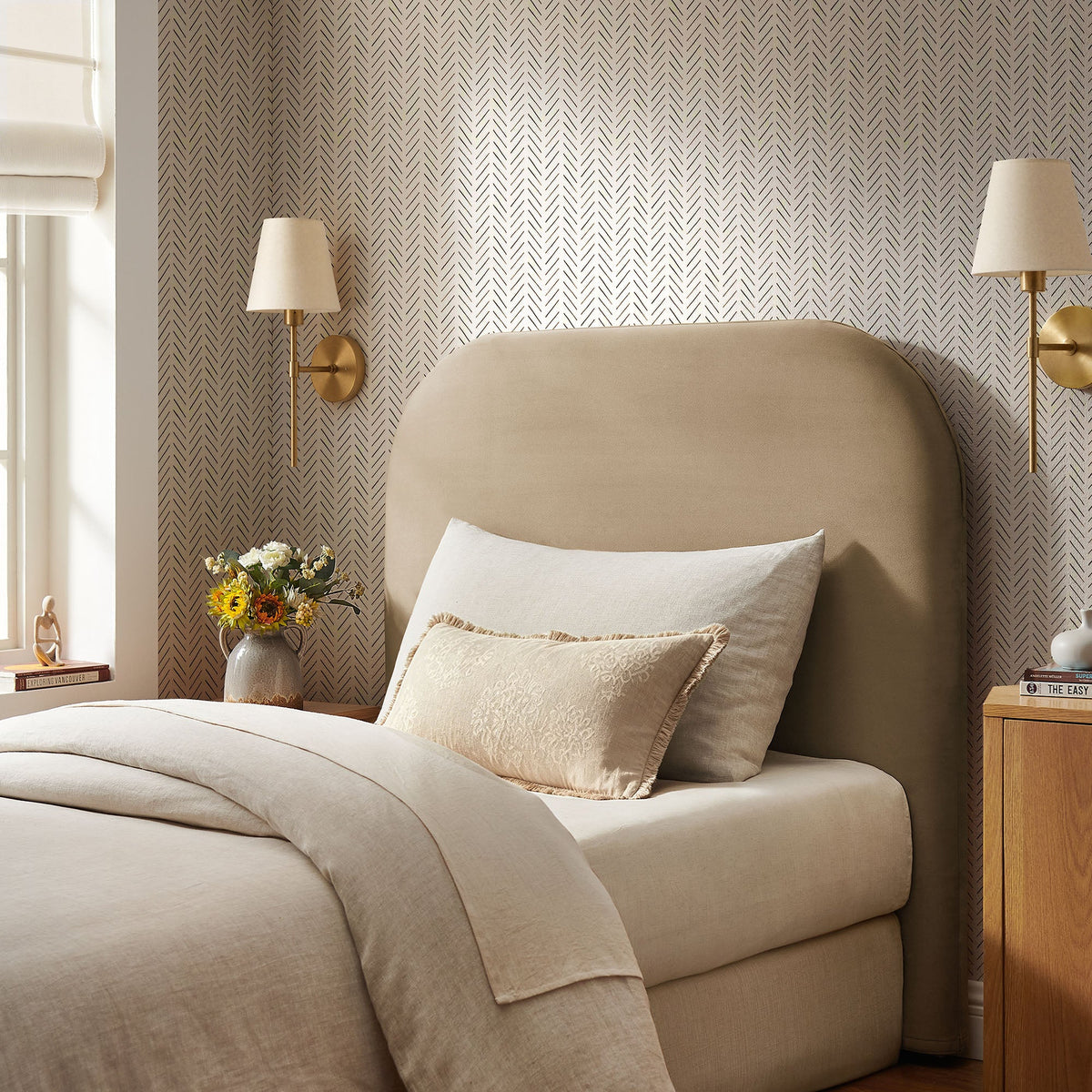 Keynote Twin Stain-Resistant Performance Velvet Headboard