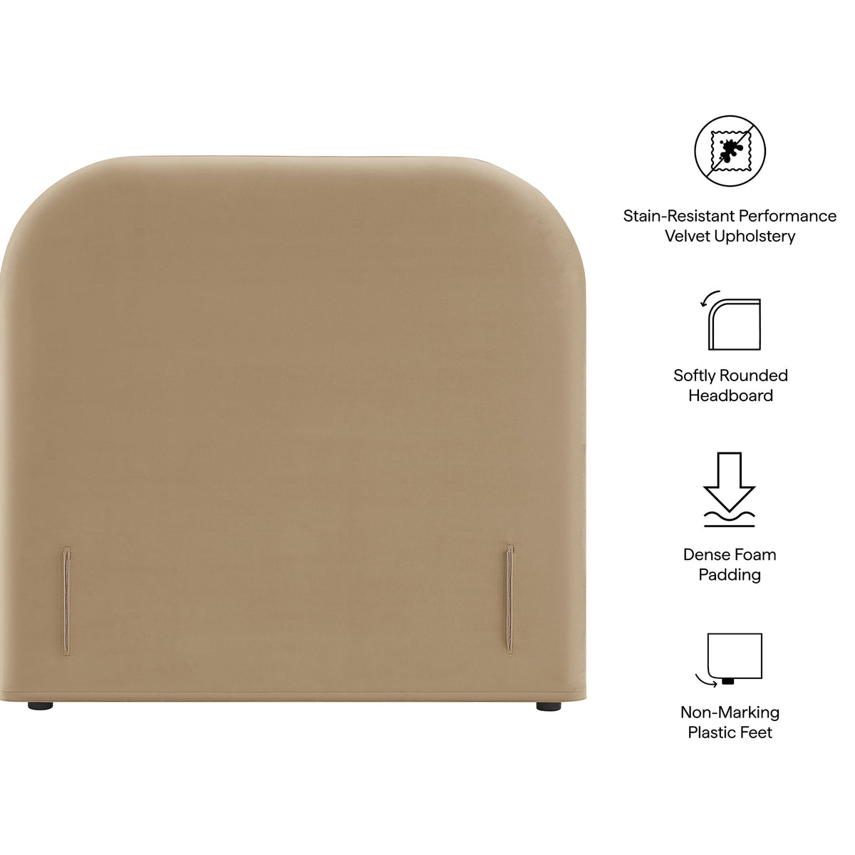 Keynote Twin Stain-Resistant Performance Velvet Headboard