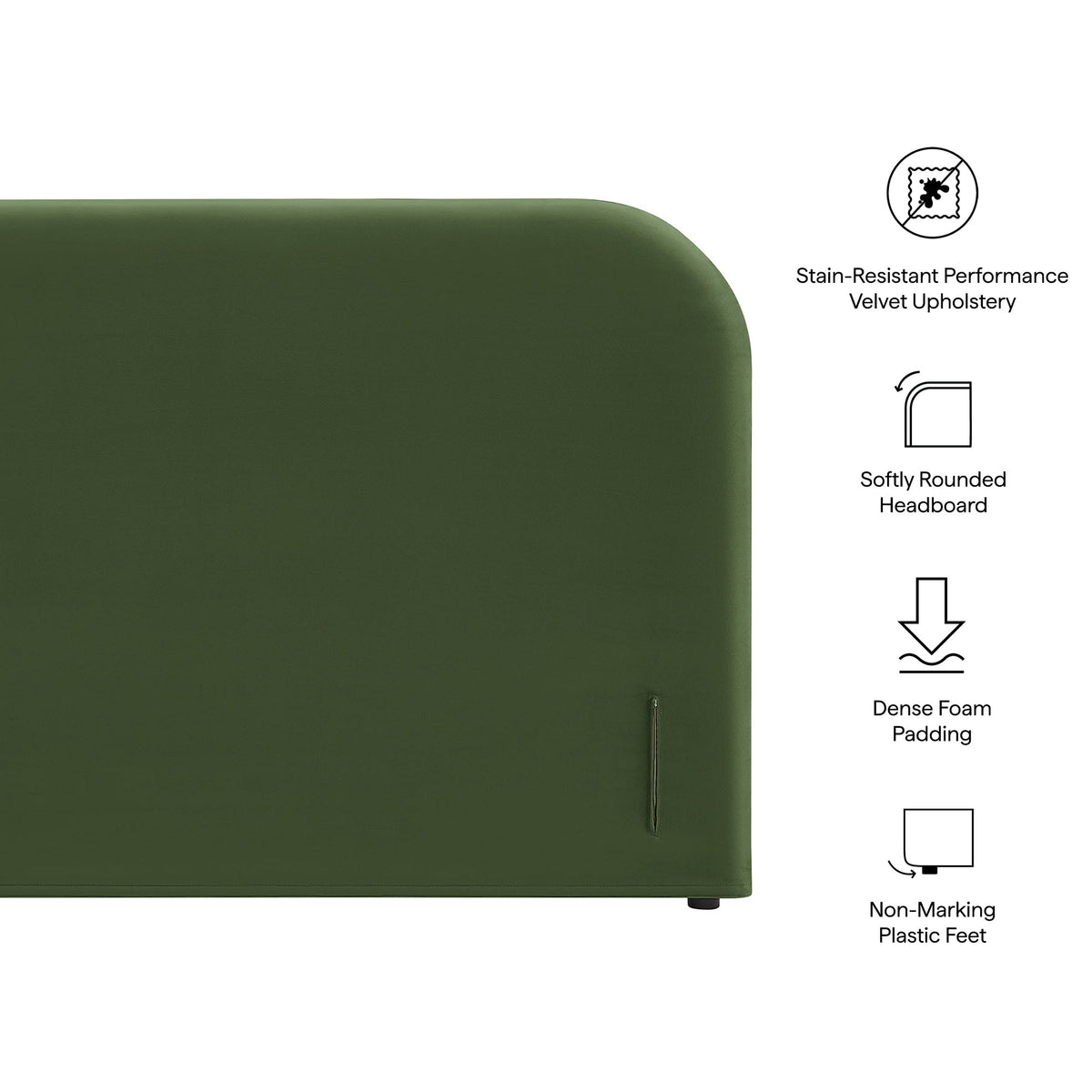 Keynote Queen Size Stain-Resistant Performance Velvet Headboard