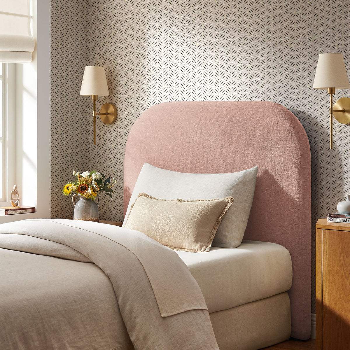 Keynote Twin Size Upholstered Fabric Headboard
