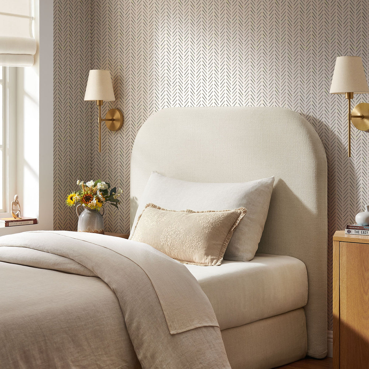 Keynote Twin Size Upholstered Fabric Headboard