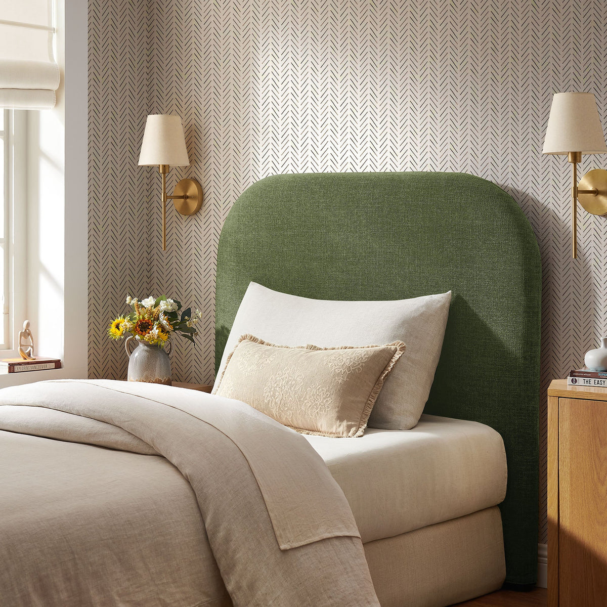 Keynote Twin Size Upholstered Fabric Headboard